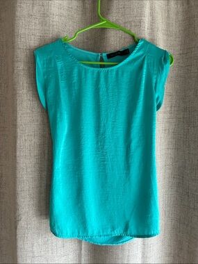 The Limited Turquoise Cap-Sleeve Shell Top